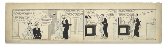 Chic Young Hand-Drawn Blondie Comic Strip From 1933 Titled Youre an Old Meany!